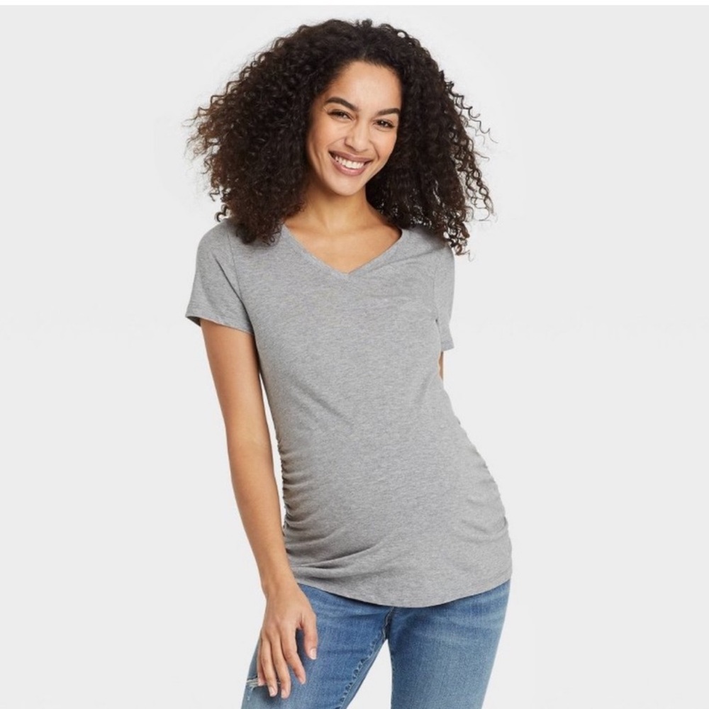 Isabel Maternity by Ingrid & Isabel V Neck Side Shirred Maternity T Shirt